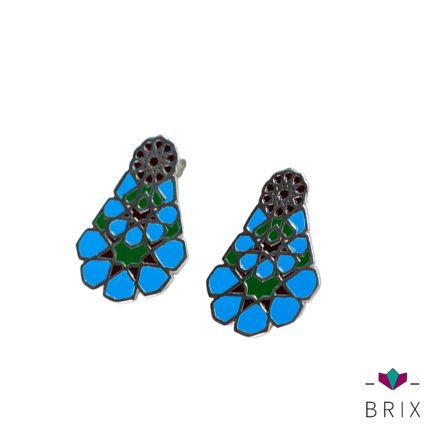 Blue and Green Enamel Earrings