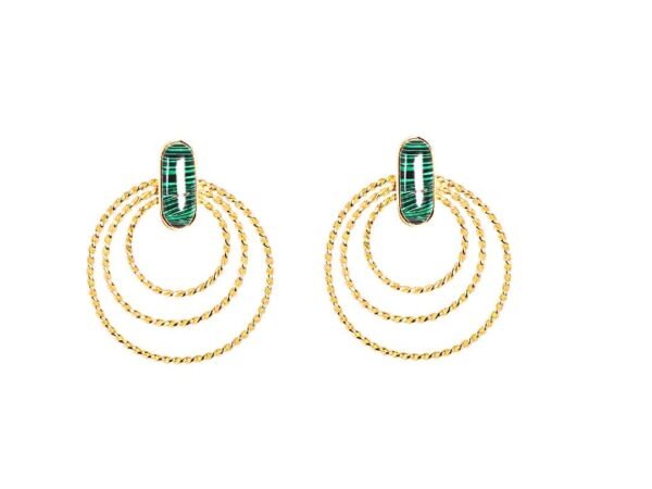 Golden Malachite Hoops Earrings
