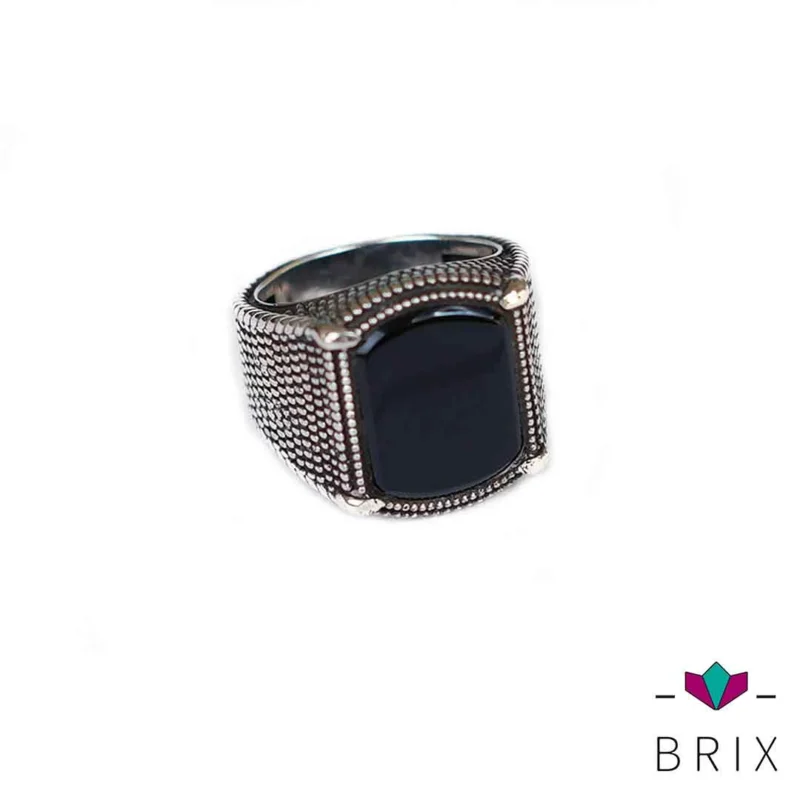 خاتم فضة اسود رجالي